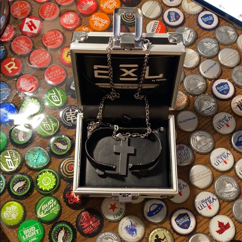 Authentic stainless steel a x L cross necklace